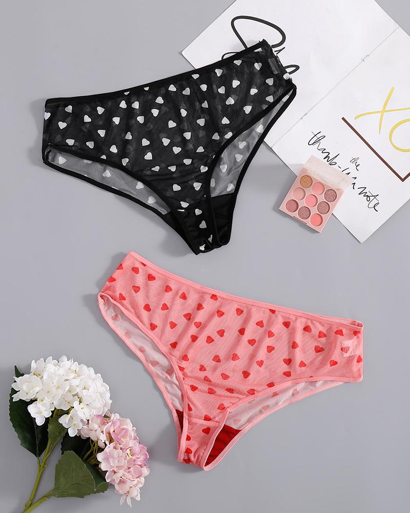 

2PCS/Set Plus Size Heart Print Panty, Style1