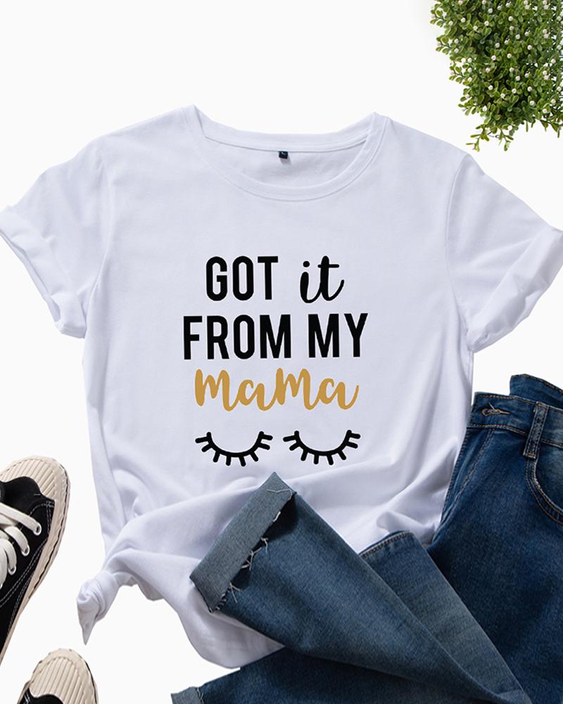 

Mother' Day Letter Graphic Print Round Neck T-Shirt, White