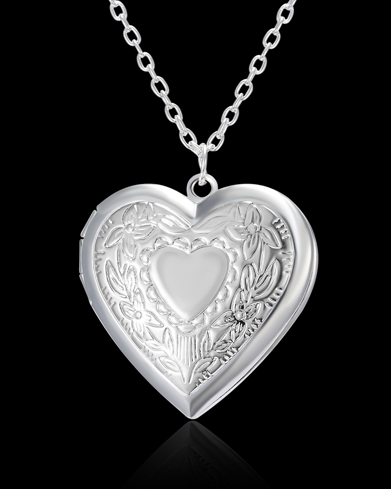 

1pc Heart Shaped Locket Pendant Necklace, Style3