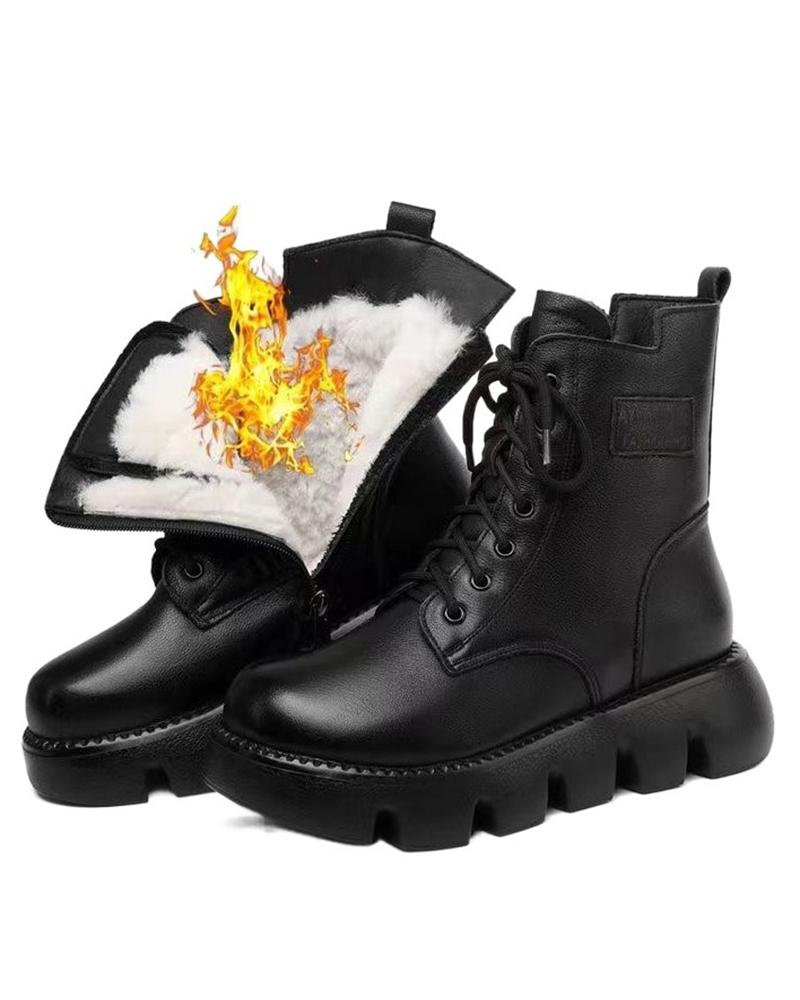 

Lace-up Lined Winter Martin Boots, Black
