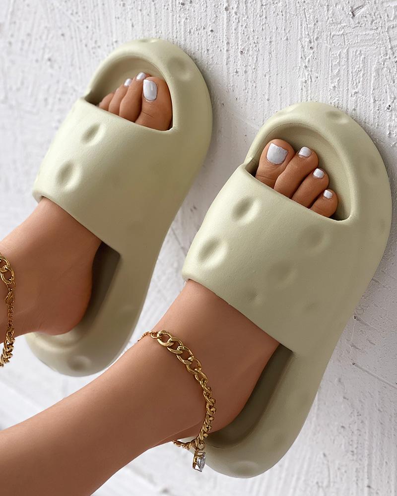 

Soft Wide Strap Bathroom Slippers, Green