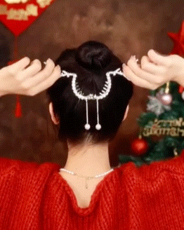

1pc Christmas Reindeer Hair Bun Holder Rhinestone Decor Ponytail Hair Clip, Gold