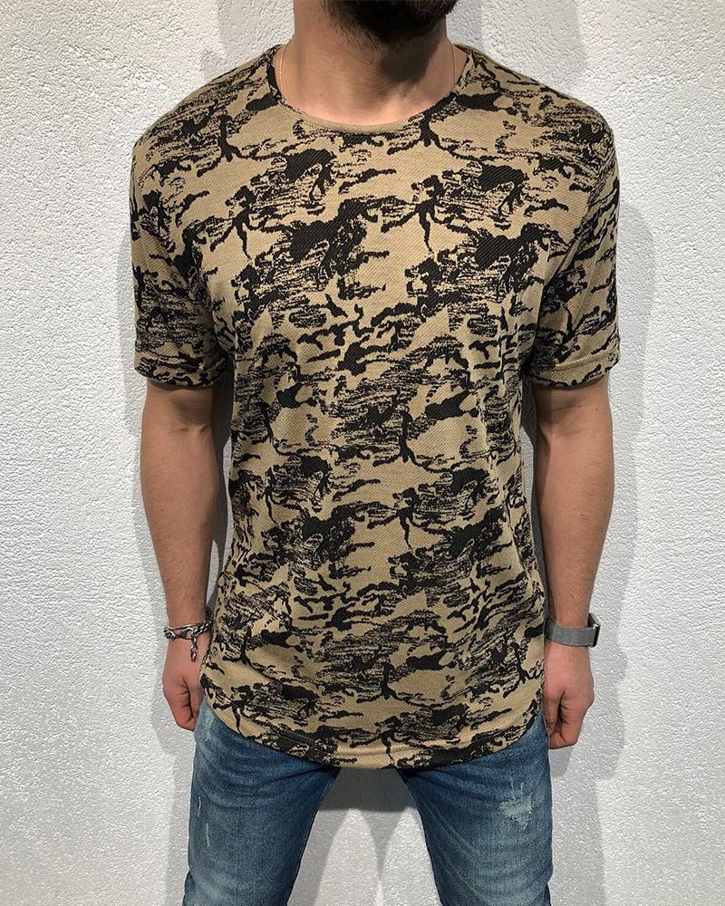 

3D All Over Print Short Sleeve T-shirt, Khaki