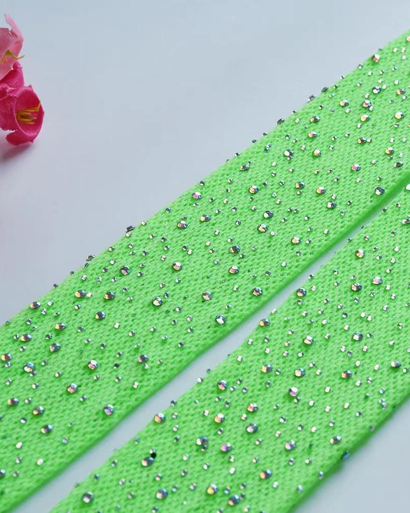 

Fishnet Rhinestone Decor Stockings, Green