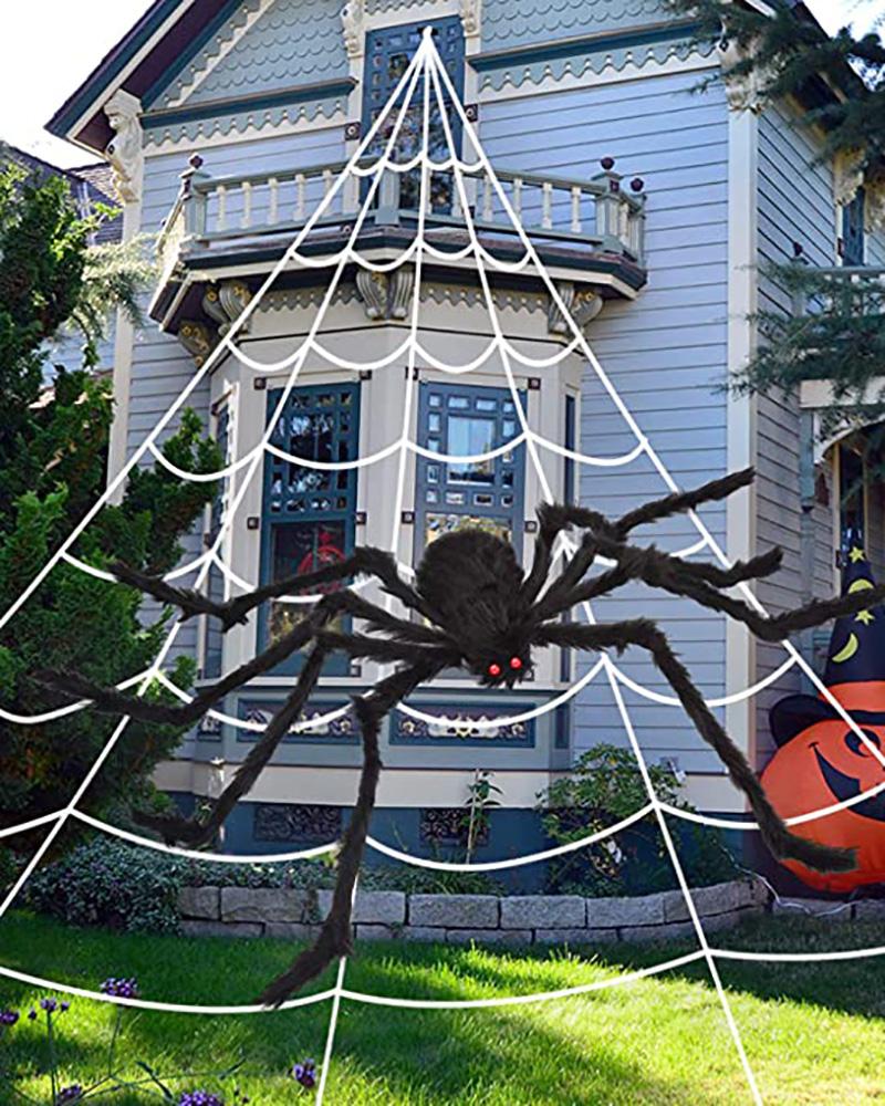 

Halloween Giant Spider Ornament Fake Spider For Indoor Outdoor Halloween Decorations Yard Home Costumes Parties Haunted House Decor, Black