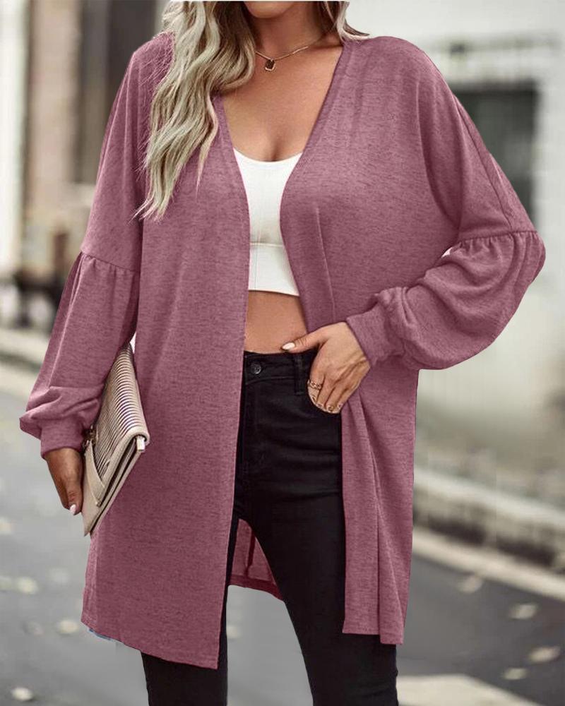

Long Sleeve Open Front Coat, Pink