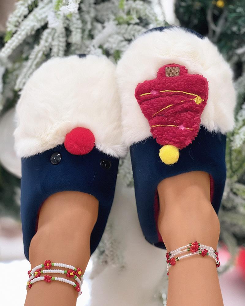 

Christmas Fuzzy Cartoon Animal Slippers, Blue