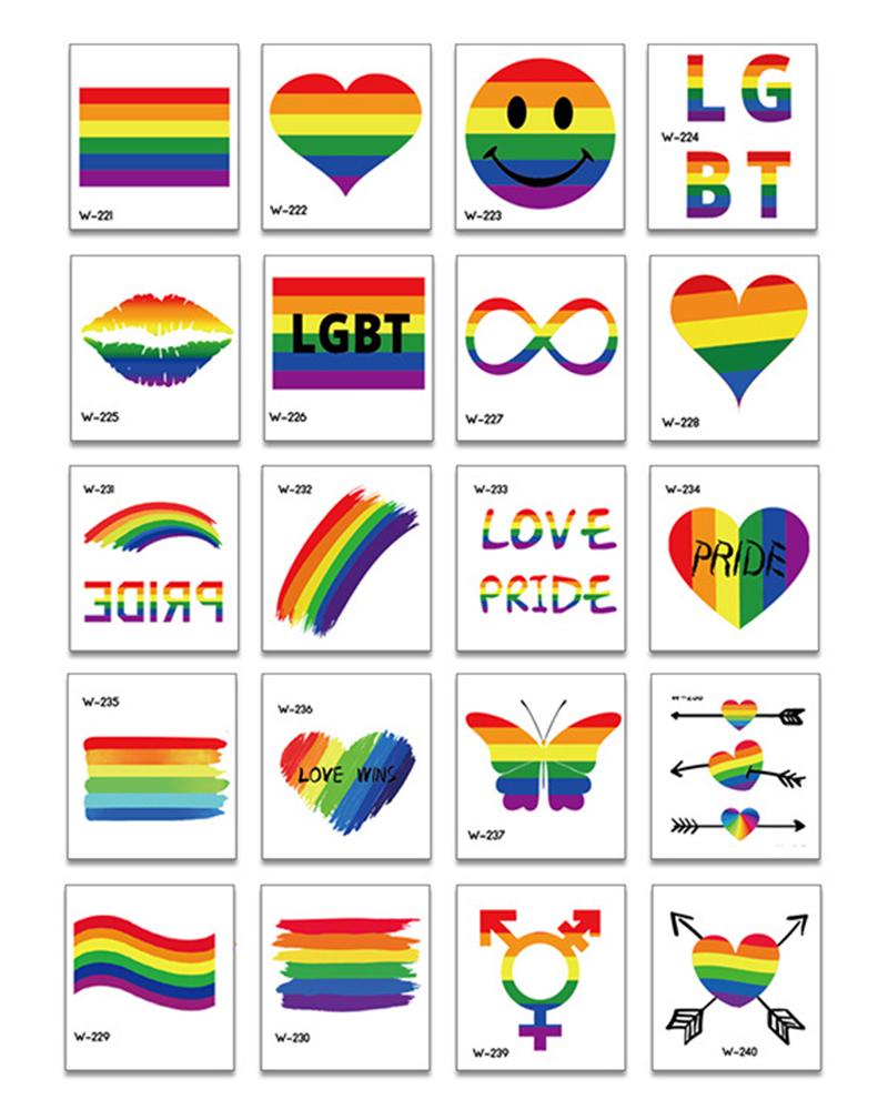 

1sheet Pride Month Rainbow Stripe Graphic Waterproof Temporary Face Tattoo Stickers, Style2