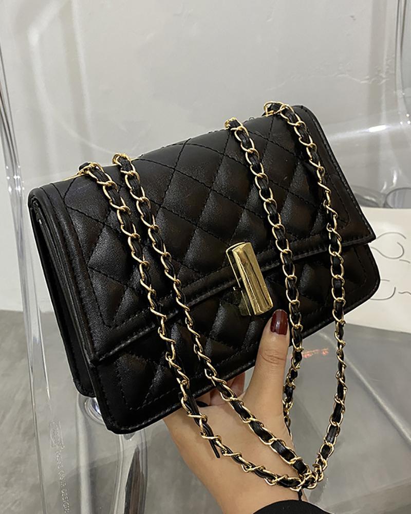 

Double Strap Quilted Buckled Crossbody Bag, Black