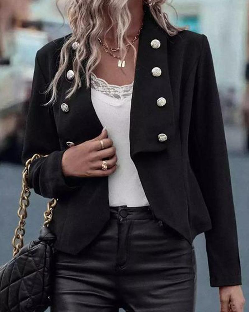 

Long Sleeve Double Breasted Blazer, Black
