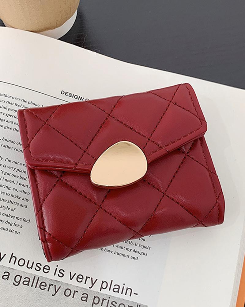 

Women's Purse Quilted Card Holder Leather Coin Wallet, Wine red