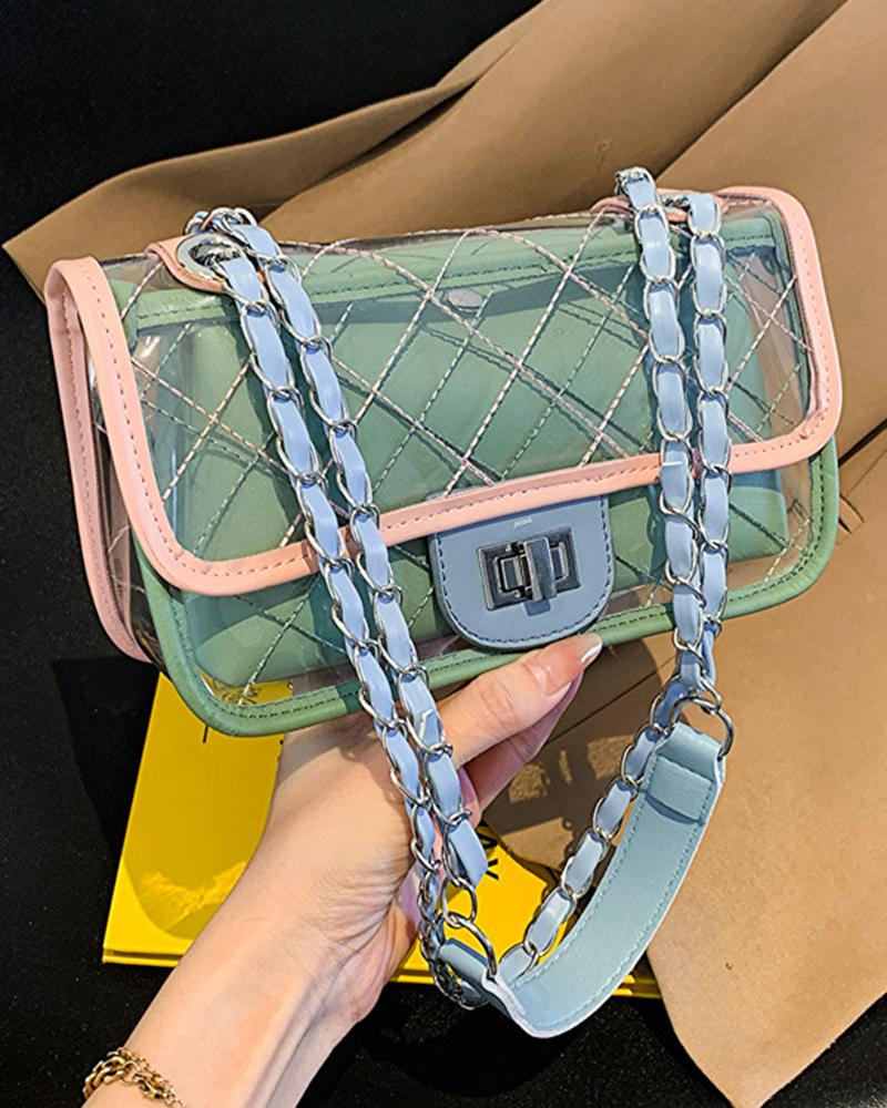 

Quilted Clear Crossbody Bag With Inner Pouch, Green