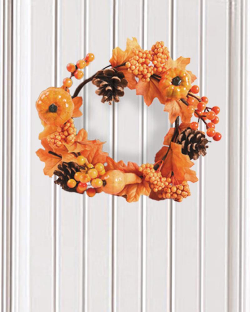 

Halloween Pumpkin Fall Wreath Autumn Wreath With Maple Leaves Berries Pinecones Harvest Wreath For Home Front Door Thanksgiving Decoration, Style1