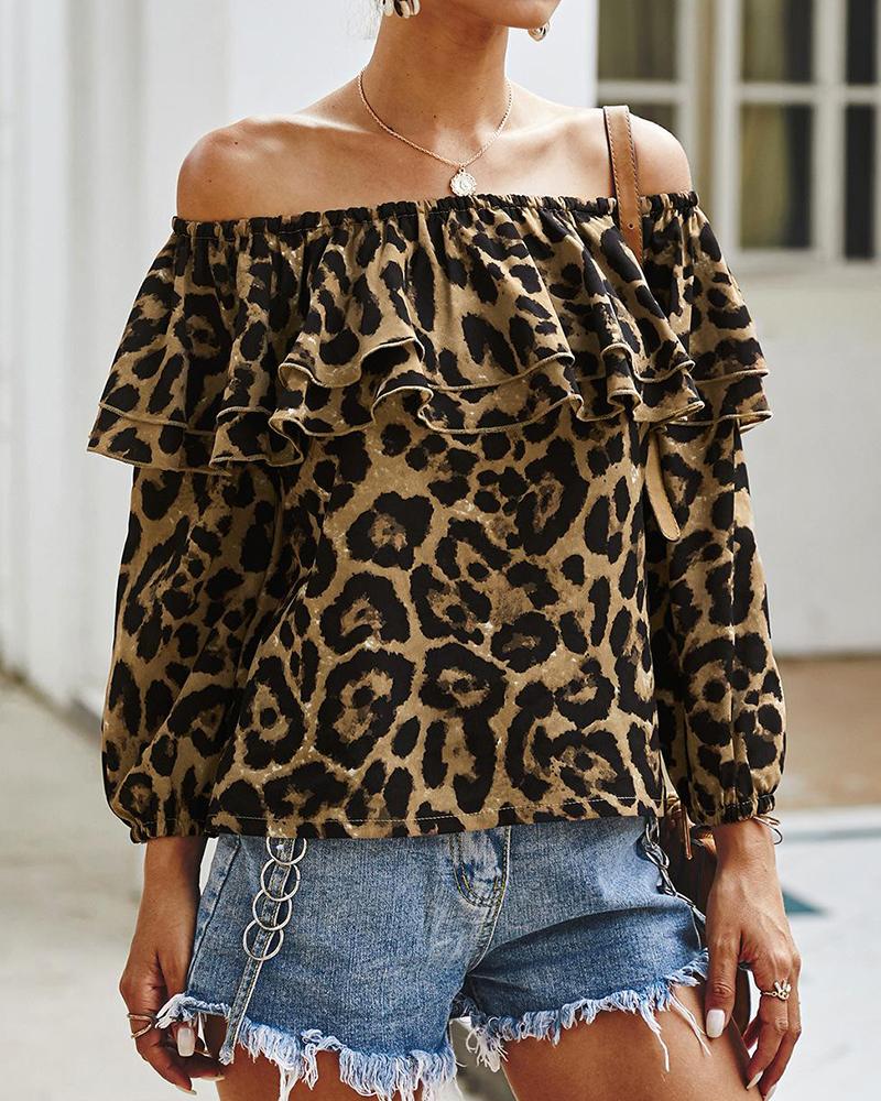 

Off Shoulder Layered Ruffle Women Top, Khaki