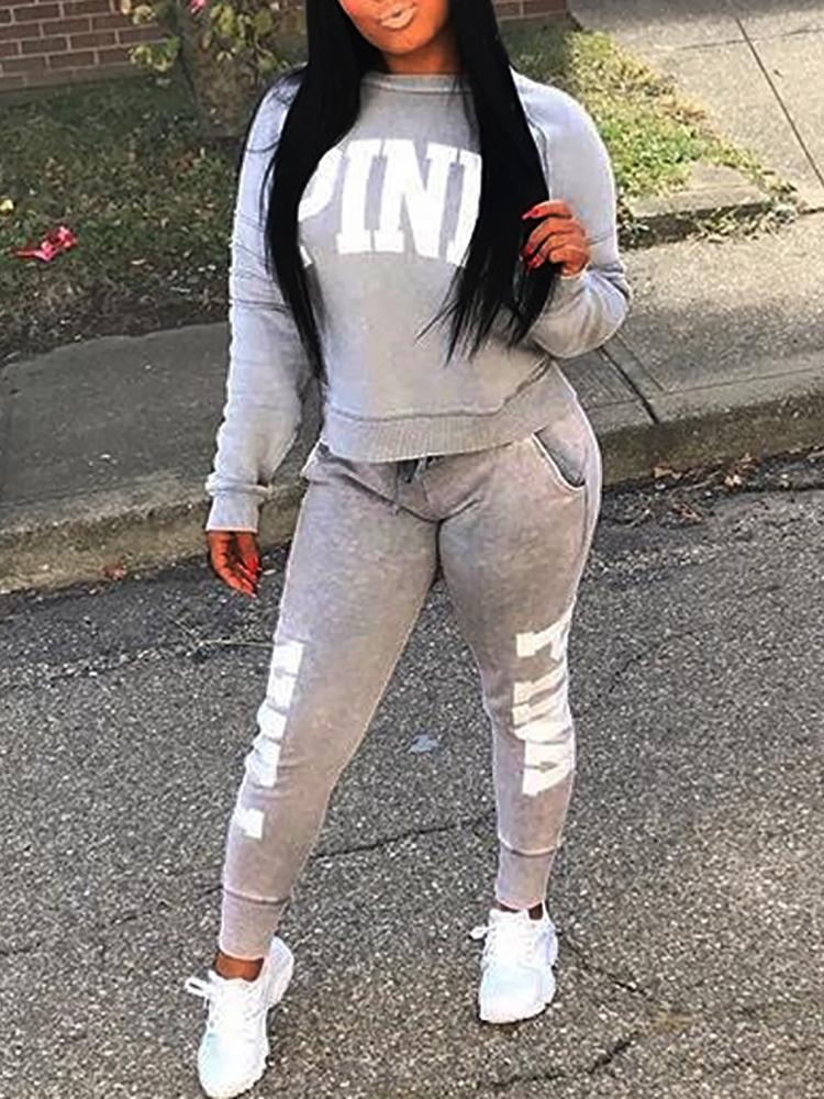 

Fashion Hot Stamping Pant Sets Tracksuits, Gray