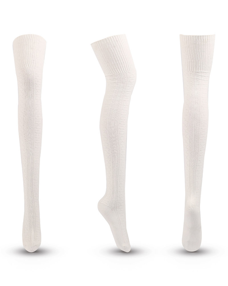 

1Pair Thigh High Knit Leg Warmers Long Boot Socks, White