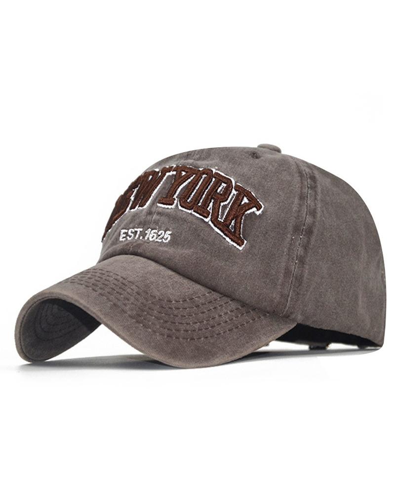

NEW YORK Letter Embroidery Baseball Cap, Coffee