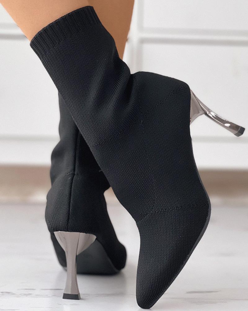 

Point Toe Stiletto Heel Ankle Boots, Black