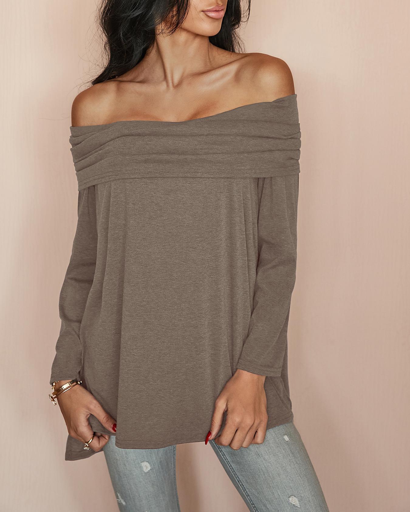 

Stylish Ruched Fold-over Casual Blouse, Pink;gray;khaki;black;light gray;purple