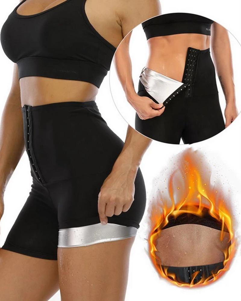 

Sweat Sauna Shapewear Tummy Control Waist Trainer Shorts Yoga Fitness Workout Body Shaper, Black