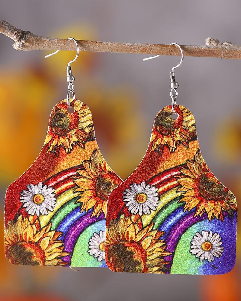 

1Pair Butterfly Heart Leopard Asymmetrical Drop Hook Earrings, Multicolor