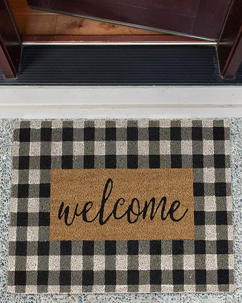 

Natural Coir Doormat Checkers Mat Checkers Welcome Non Slip Entryway Indoor Outdoors Mats, Style1