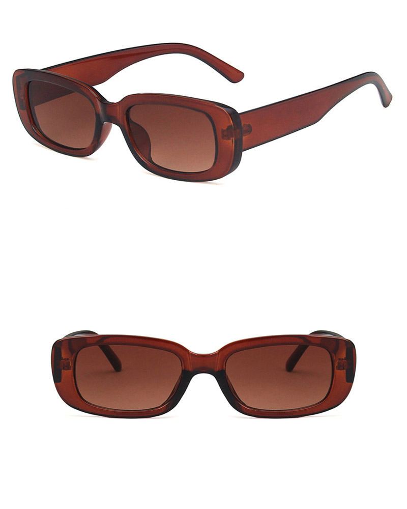 

1Pair Small Rectangle Vintage Frame Sunglasses, Coffee