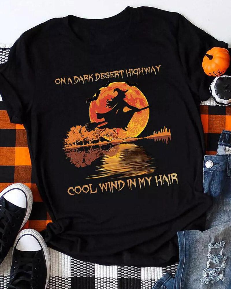 

Plus Size Halloween Graphic Print Vintage T-shirt, Black
