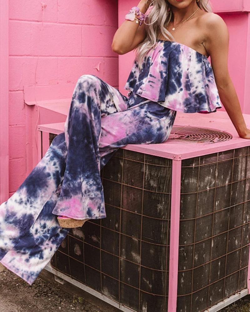 

Bandeau Tie Dye Print Jumpsuit, Purple