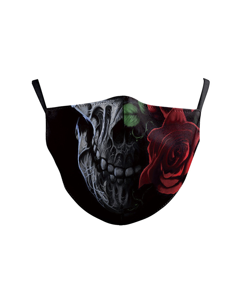 

Skull Cartoon Print Breathable Face Mask, Red
