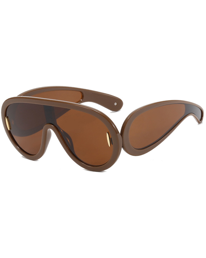 

1Pair Flat Top Vintage Trendy Sunglasses, Coffee