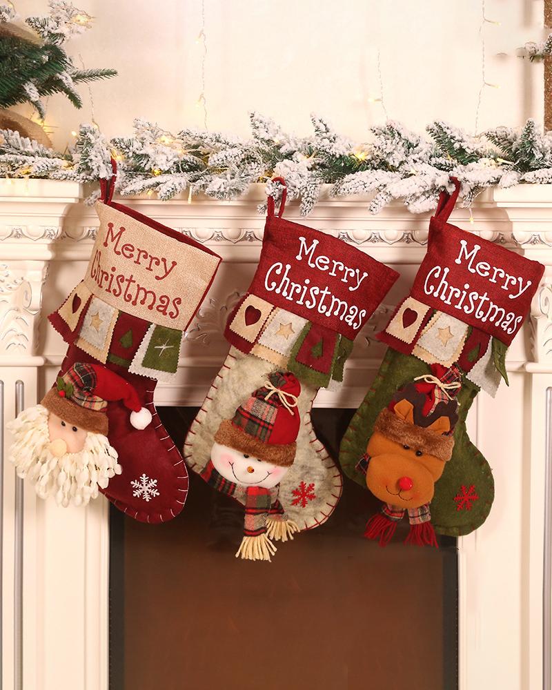 

Christmas Ornaments Elderly Snowman Elk 3D Christmas Stocking Christmas Tree Pendant, Style1