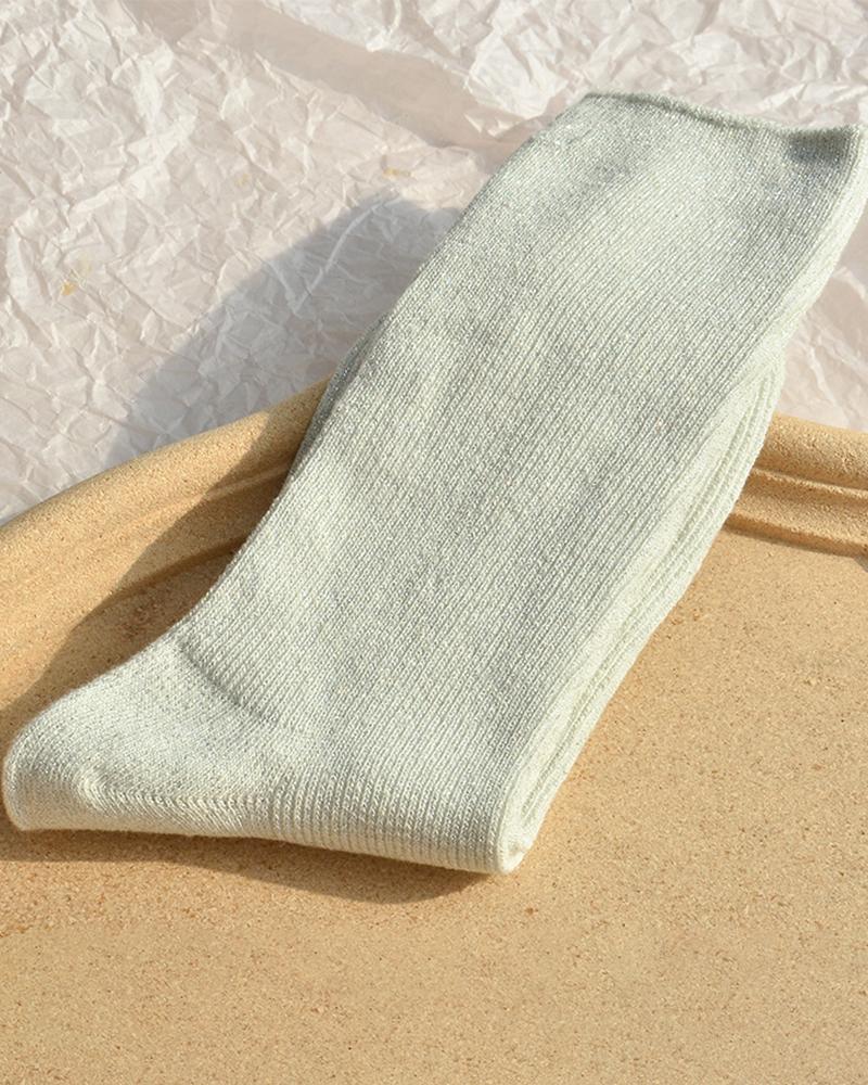 

1Pair Glitter Pastel Thermal Socks, White