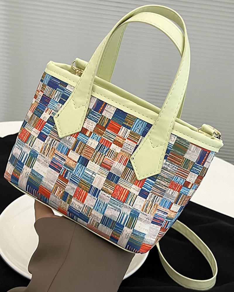

Trendy Colorblock Large Capacity Crossbody Handbag, Green