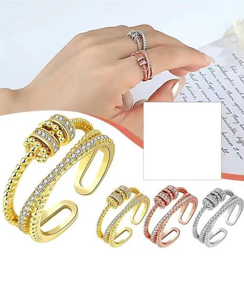 

1pc Mother's Day Rhinestone Spin Detail Ring, Gold