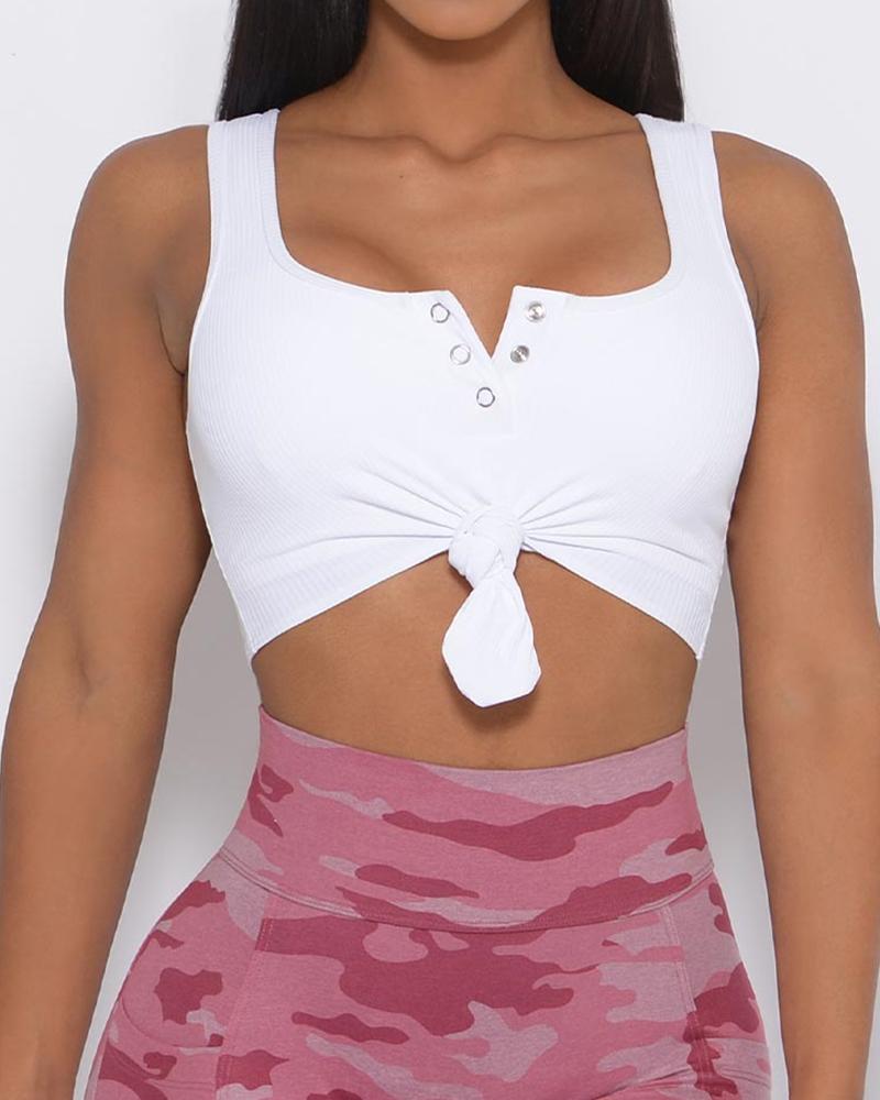 

Sleeveless Skinny Cropped Sport Tank Top, White