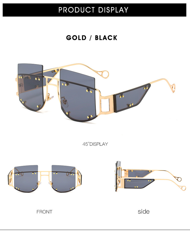 

1Pair Metal Rimless Square Shaped Sunglasses, Black