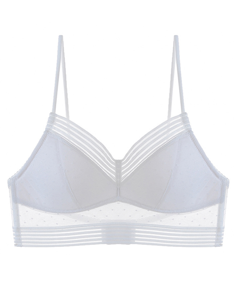 

Spaghetti Strap Seamless Push Up Dot Mesh U-shaped back Bralette, White