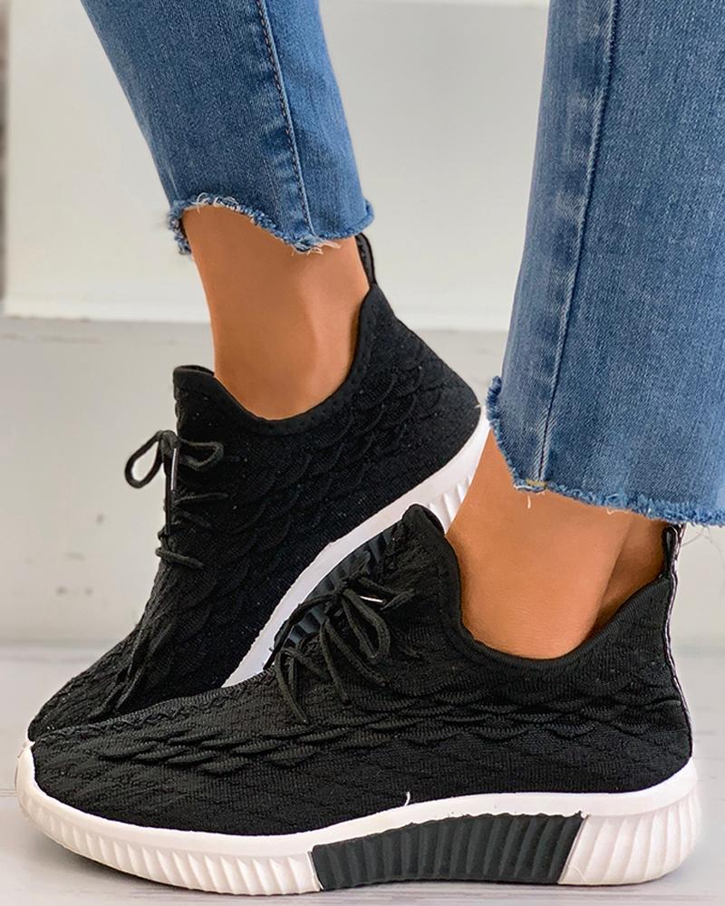 

Knit Lace-up Casual Sneaker, Black