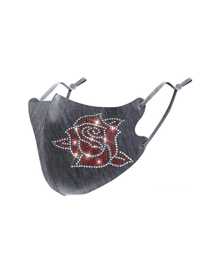 

Floral Pattern Studded Breathable Face Mask, Gray