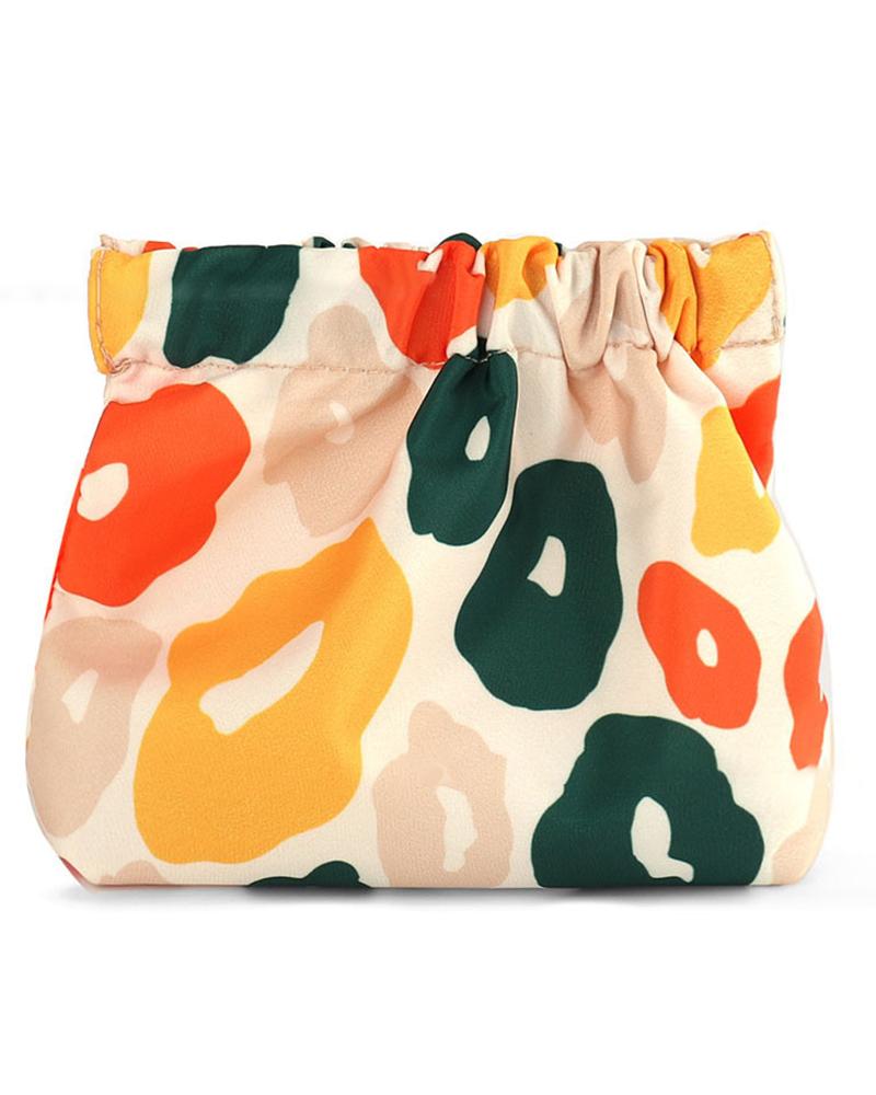 

Floral Print Elastic Coin Purse Lipstick Organizer Mini Bag, Orange