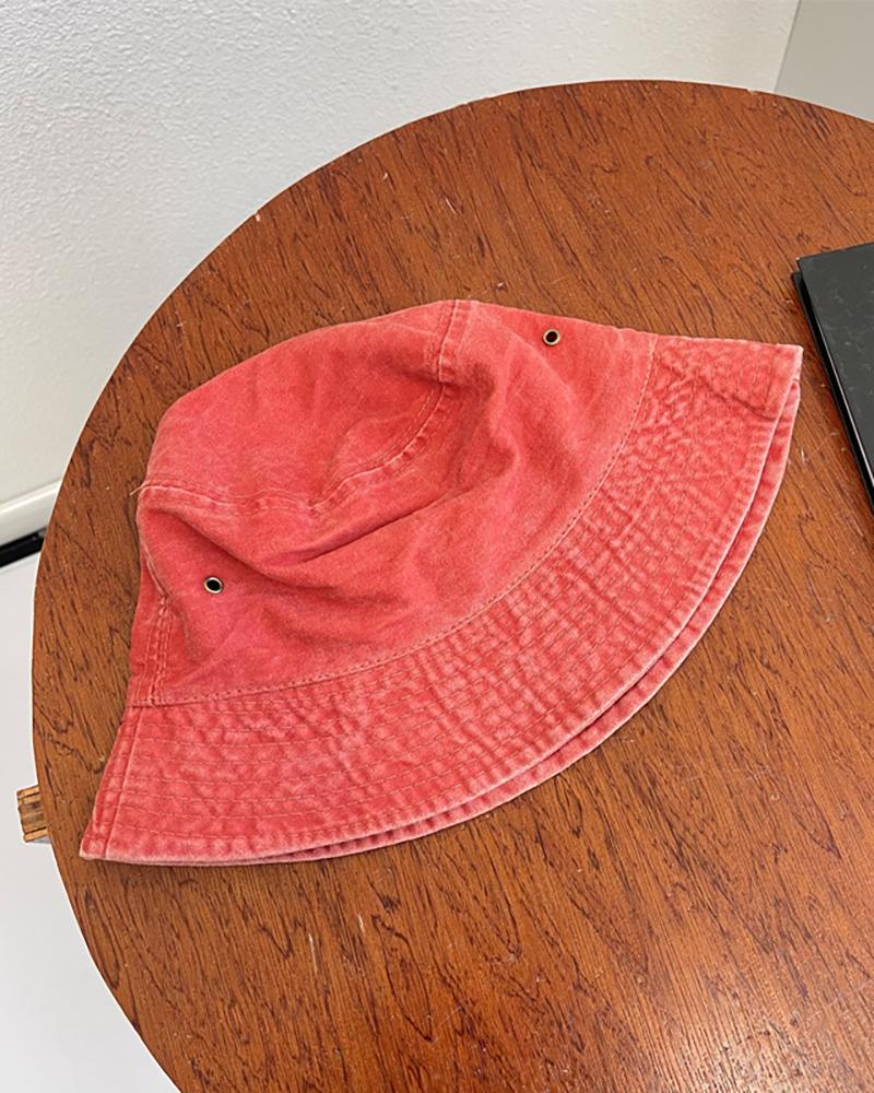 

Washed Eyelet Bucket Hat, Orange