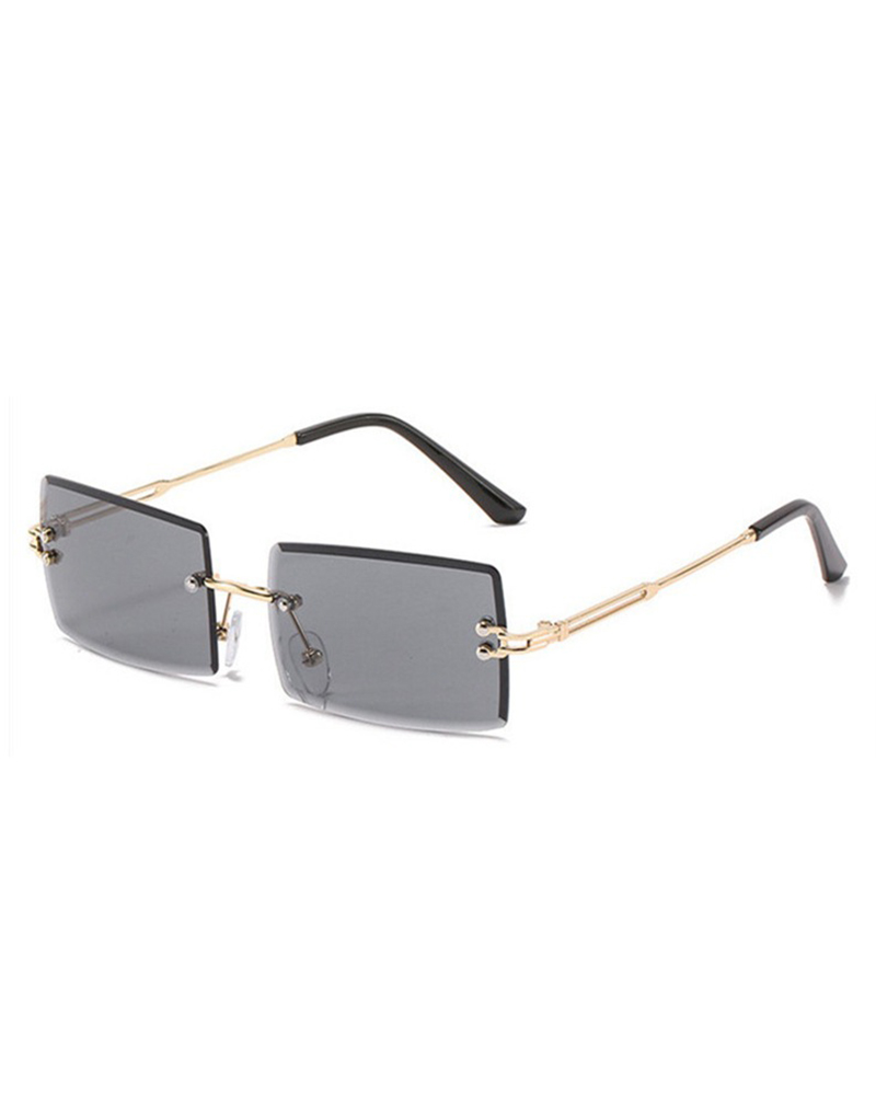 

1Pair Rimless Rectangle Tinted Lens Sunglasses, Black