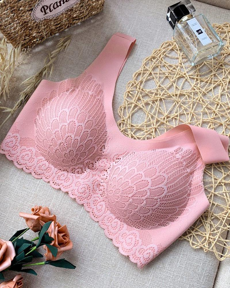 

Seamless Bra Full Cup Breathable Bralette, Pink