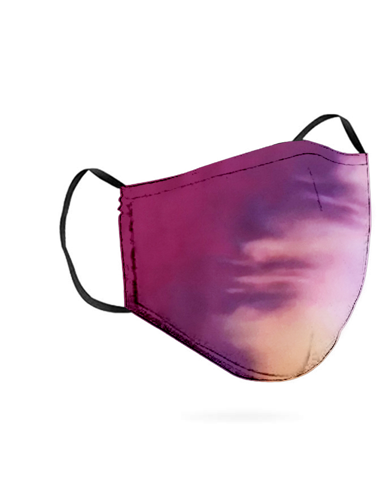 

Tie Dye Print Breathing Washable Valve Face Mask (2 filters as gift), Purple