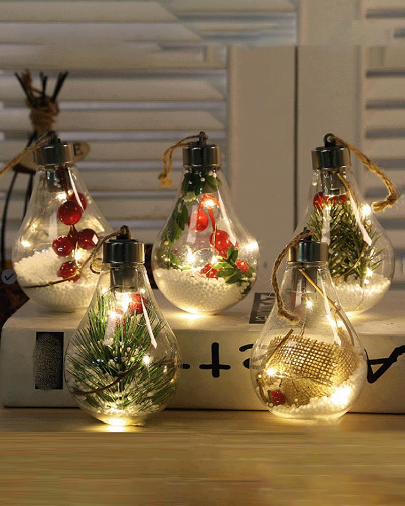 

Transparent Led Lights Christmas Theme Bulb Ornaments Creative Birthday Party Supplies Christmas Tree Ornaments, Style1