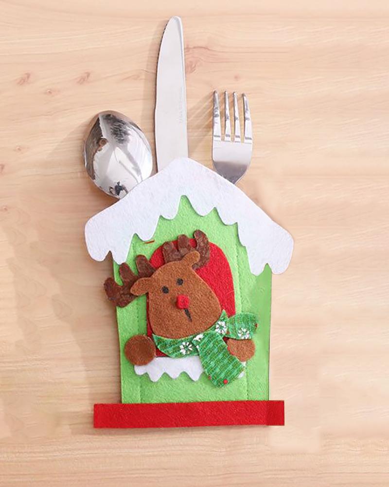 

Christmas Pattern Knife Forks Pouch Bags Cutlery Holders, Style2