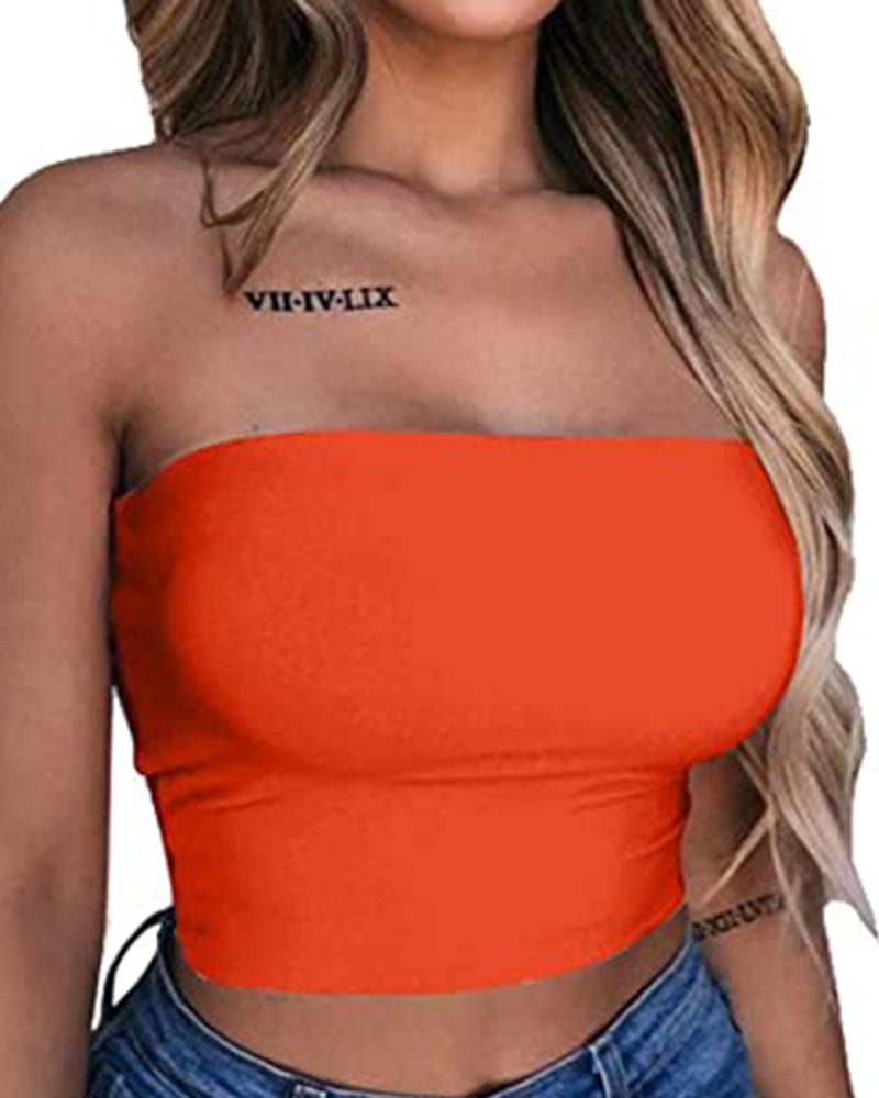 

Bandeau Strapless Crop Tube Top, Orange