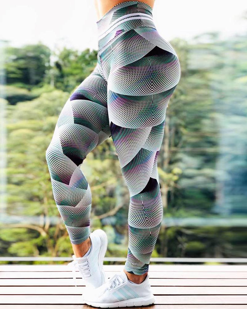 

Patterns Print High Elastic Active Yoga Pants, Multicolor