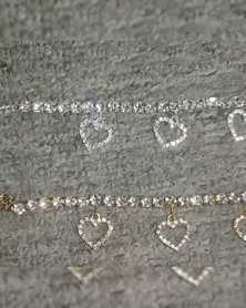 

1pc Rhinestone Heart Decor Anklet, Gold